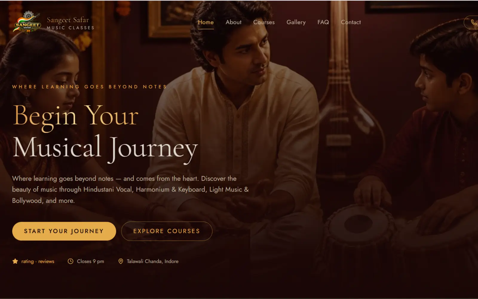 Sangeet Safar website preview