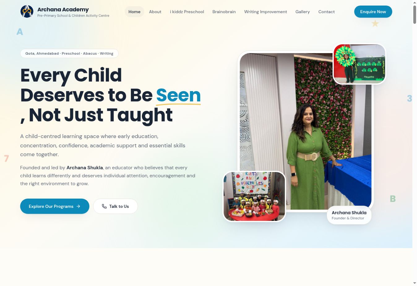 Archana Academy website preview