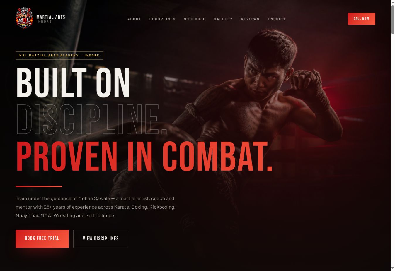 MBL Martial Arts Academy website preview